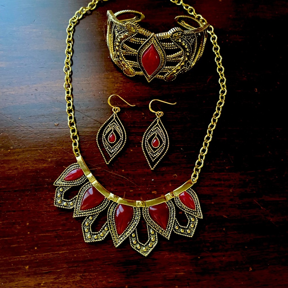 Barse Cleopatra Jewelry Set Bronze Raspberry Quartz